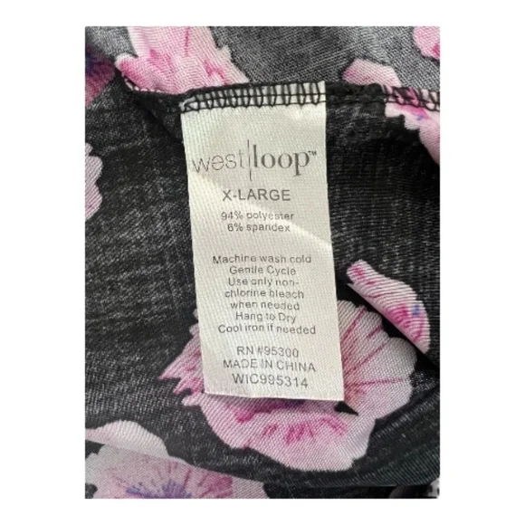 👗 EUC WEST LOOP Black Off-Shoulder Floral Bell Sleeve Dress | Size XL - Picture 6 of 6